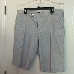 Black & white pinstripe Bermuda shorts, size16